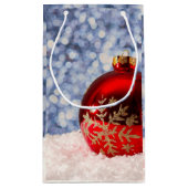 Red Snowflake Christmas Bauble Klein Cadeauzakje (Achterkant)