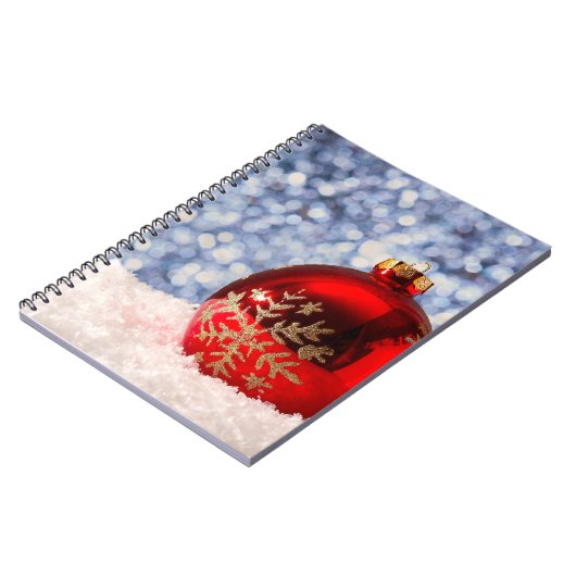 Red Snowflake Christmas Bauble Notitieboek (Linkerzijde)