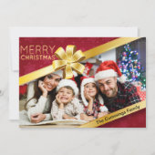 Red Snowflake Christmas Photo Holiday Card Feestdagenkaart (Voorkant)