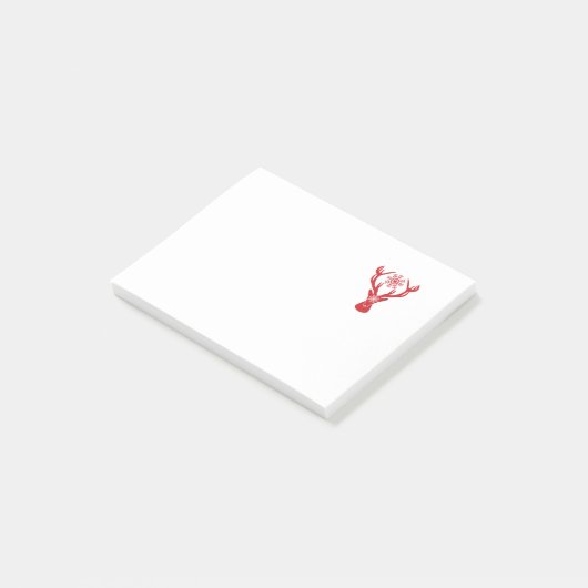 Red Snowflake Deer Holiday Partij Post-it® Notes (Schuin)