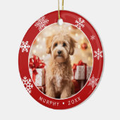 Red Snowflake Double-Sided Dog Photo Ornament (Links)