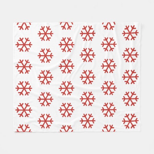 Red Snowflake Fleece Blanket Deken (Voorkant (Horizontaal))