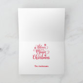 Red Snowflake Foto Believe Kerstmis Kaart (Binnen)