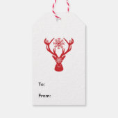 Red Snowflake Herten Holiday Party Cadeaulabel (Achterkant)