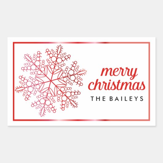 Red Snowflake Holiday/Kerst sticker (Voorkant)