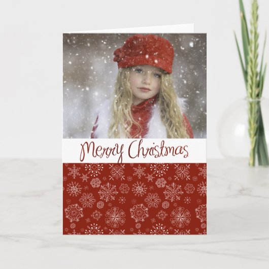 Red Snowflake Kaart met kerstfoto's (Voorkant)