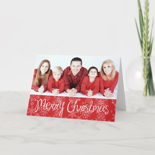 Red Snowflake Kaart met kerstfoto's (Voorkant)