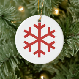 Red Snowflake Keramisch Ornament