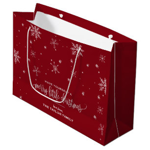 Red Snowflake kerst Large Cadeautasje