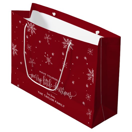 Red Snowflake kerst Large Cadeautasje (Voorkant Gekanteld)