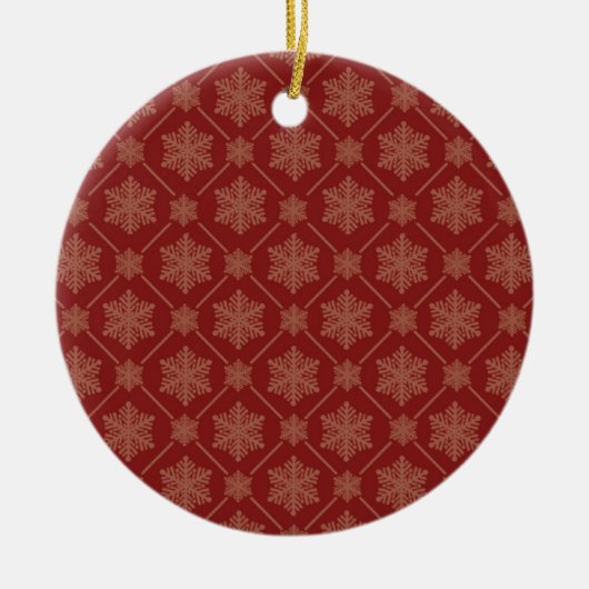 Red Snowflake kerstboomversiering Keramisch Ornament (Voorkant)