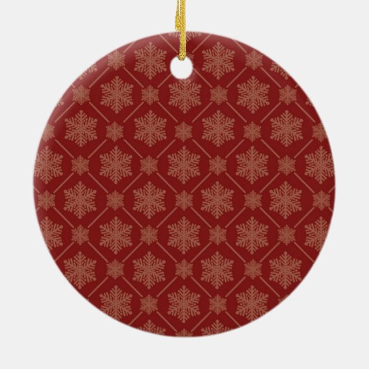 Red Snowflake kerstboomversiering Keramisch Ornament (Achterkant)