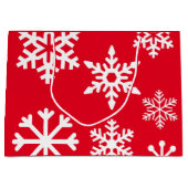 Red Snowflake kerstcadeautas - Groot Large Cadeautasje (Voorkant)