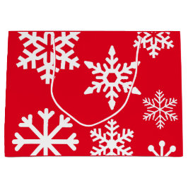 Red Snowflake kerstcadeautas - Groot Large Cadeautasje