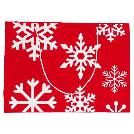 Red Snowflake kerstcadeautas - Groot Large Cadeautasje (Achterkant)