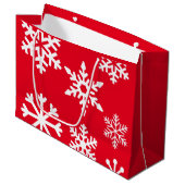 Red Snowflake kerstcadeautas - Groot Large Cadeautasje (Voorkant Gekanteld)
