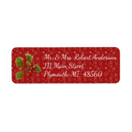 Red Snowflake kerstenvelop Adres label