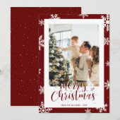Red Snowflake kerstfeestdag fotokaarten Feestdagenkaart (Voorkant / Achterkant)