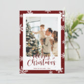 Red Snowflake kerstfeestdag fotokaarten Feestdagenkaart (Staand voorkant)