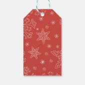 Red Snowflake Kerstmis BG Snowflake Boarder Cadeaulabel (Achterkant)