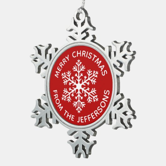 Red Snowflake kerstversiering Tin Sneeuwvlok Ornament (Rechts)