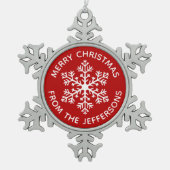 Red Snowflake kerstversiering Tin Sneeuwvlok Ornament (Voorkant)