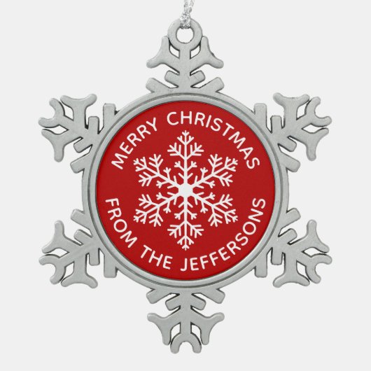 Red Snowflake kerstversiering Tin Sneeuwvlok Ornament (Voorkant)