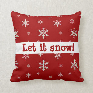 Red Snowflake "Laat het sneeuwen" Pillow Kussen