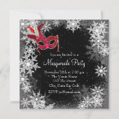 Red Snowflake Masquerade Party Kaart (Achterkant)