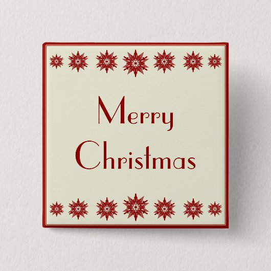 Red Snowflake Merry kerstButton Vierkante Button 5,1 Cm (Voorkant)