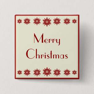 Red Snowflake Merry kerstButton Vierkante Button 5,1 Cm