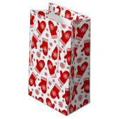 Red Snowflake Mittens Kerstmis Klein Cadeauzakje (Achterkant Gekanteld)