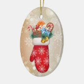 Red Snowflake Mittens met kerst Goodies Keramisch Ornament (Links)