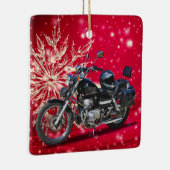 Red Snowflake-motorfiets en kerst met kerstmis Keramisch Ornament (Rechts)