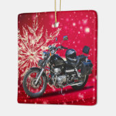 Red Snowflake-motorfiets en kerst met kerstmis Keramisch Ornament (Links)