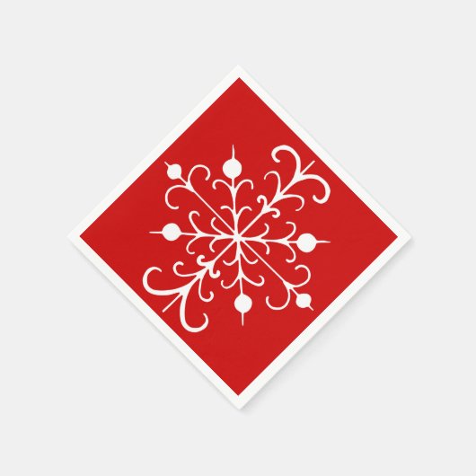 Red Snowflake Napkins Servetten (Hoek)