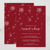 Red Snowflake Ornament Exchange Party Kaart (Voorkant / Achterkant)