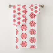 Red Snowflake Pattern Bath Towel Set Bad Handdoek (Insitu)