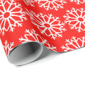 Red Snowflake Pattern Cadeaupapier (Rol Hoek)