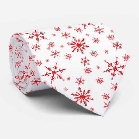 Red Snowflake Pattern Stropdas (Opgerold)
