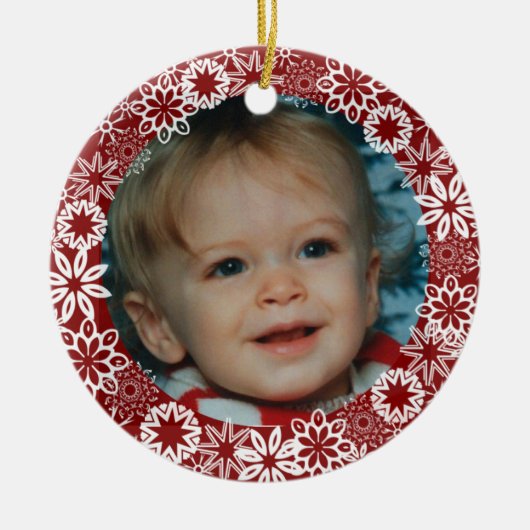 Red Snowflake Persoonlijke versiering Keramisch Ornament (Voorkant)