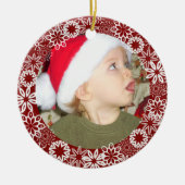 Red Snowflake Persoonlijke versiering Keramisch Ornament (Voorkant)