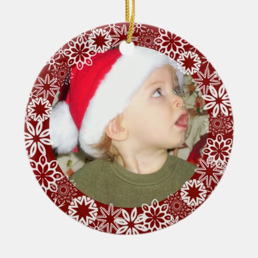 Red Snowflake Persoonlijke versiering Keramisch Ornament (Voorkant)