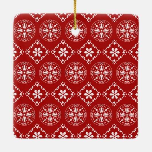 Red Snowflake Photo Custom Red Snowflake Keramisch Ornament (Achterkant)