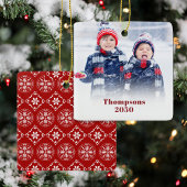 Red Snowflake Photo Custom Red Snowflake Keramisch Ornament