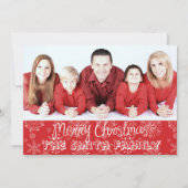 Red Snowflake Photo met kerstfoto Feestdagenkaart (Voorkant)