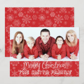 Red Snowflake Photo met kerstfoto Feestdagenkaart (Voorkant / Achterkant)