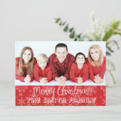 Red Snowflake Photo met kerstfoto Feestdagenkaart (Staand voorkant)