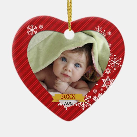 Red Snowflake Photo Ornament (Voorkant)