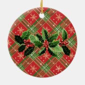 Red Snowflake Plaid | Baby's First Christmas Photo Keramisch Ornament (Achterkant)